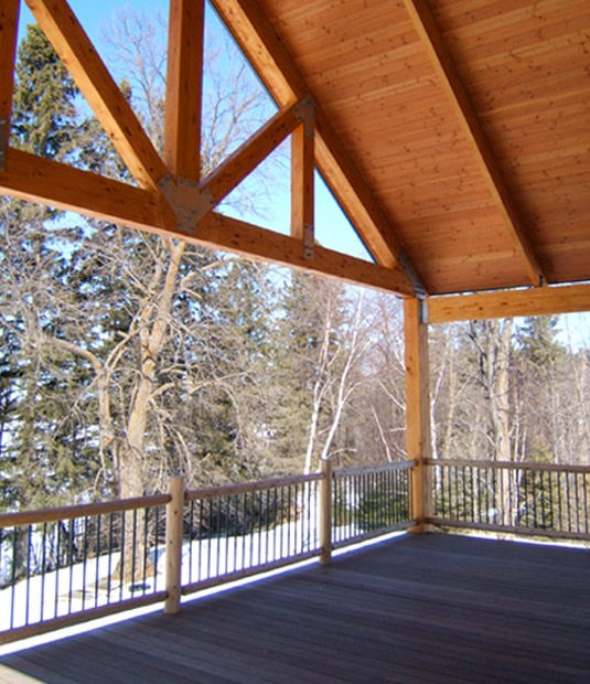 Wood trusses for an outdoor deck