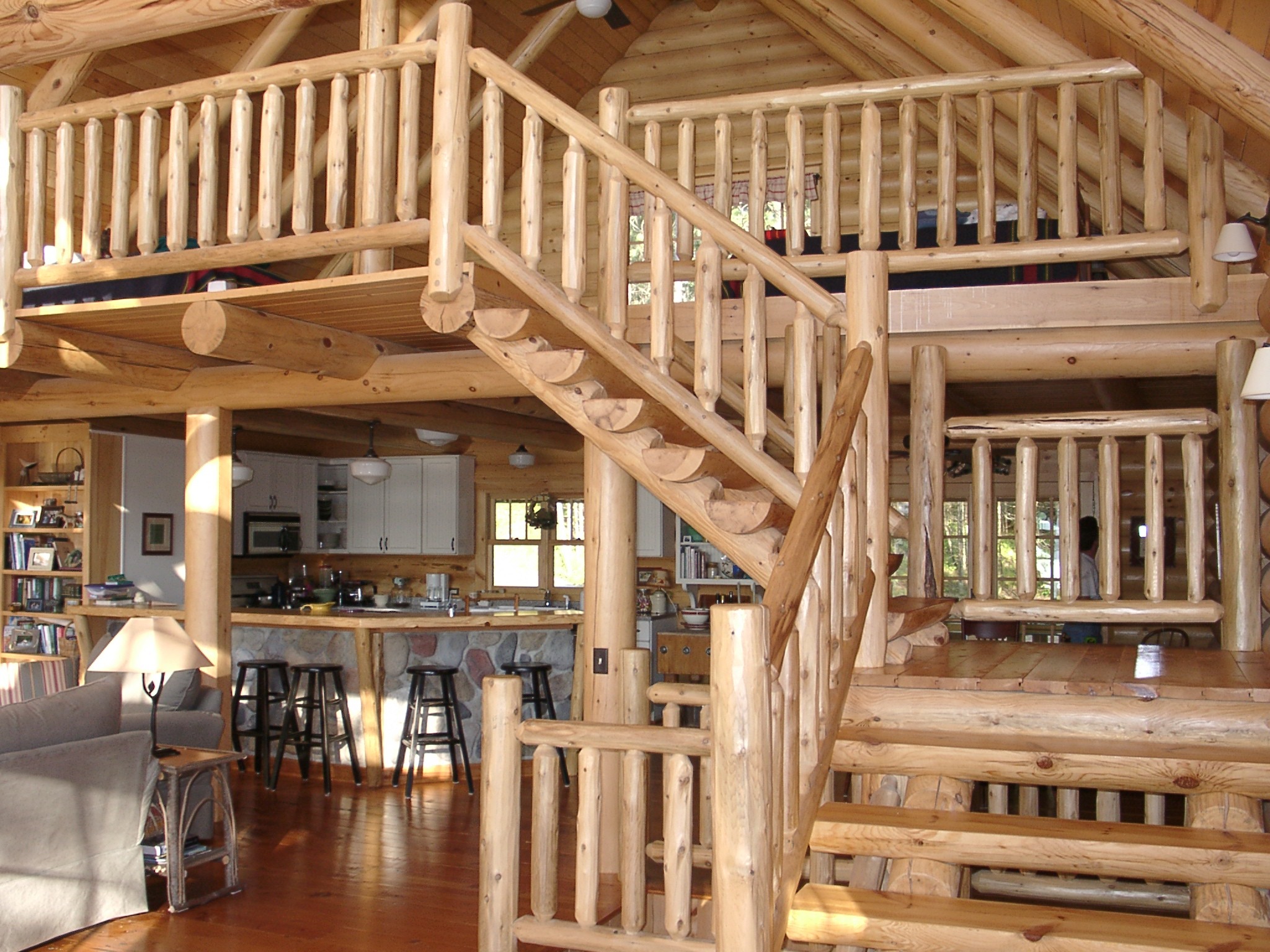 rustic cabin with indoor wooden accents | Wood Stair Railings