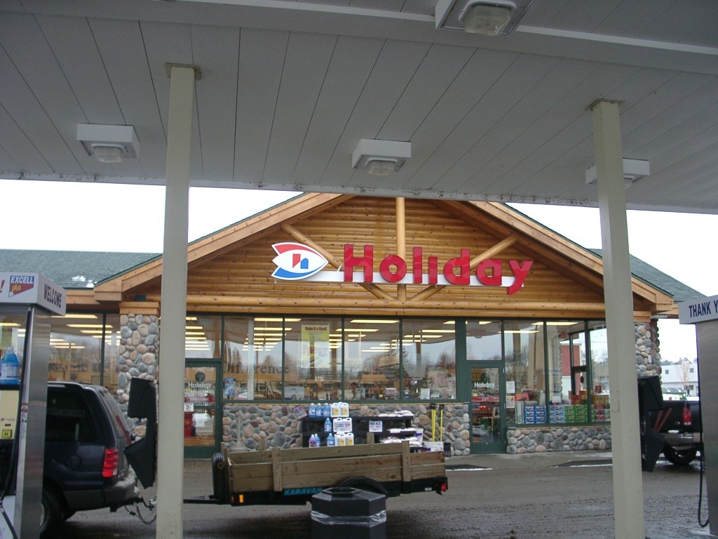 Holiday gas station custom storefront woodwork