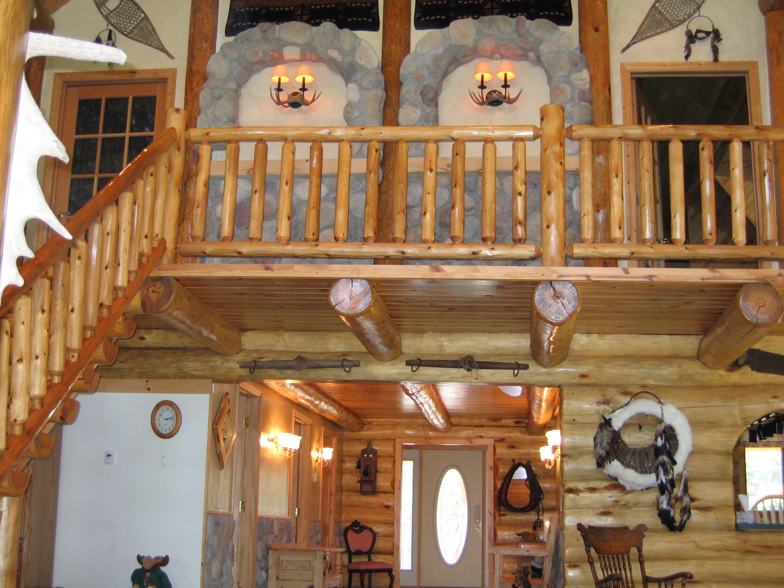 Rustic decor and natural wood railing