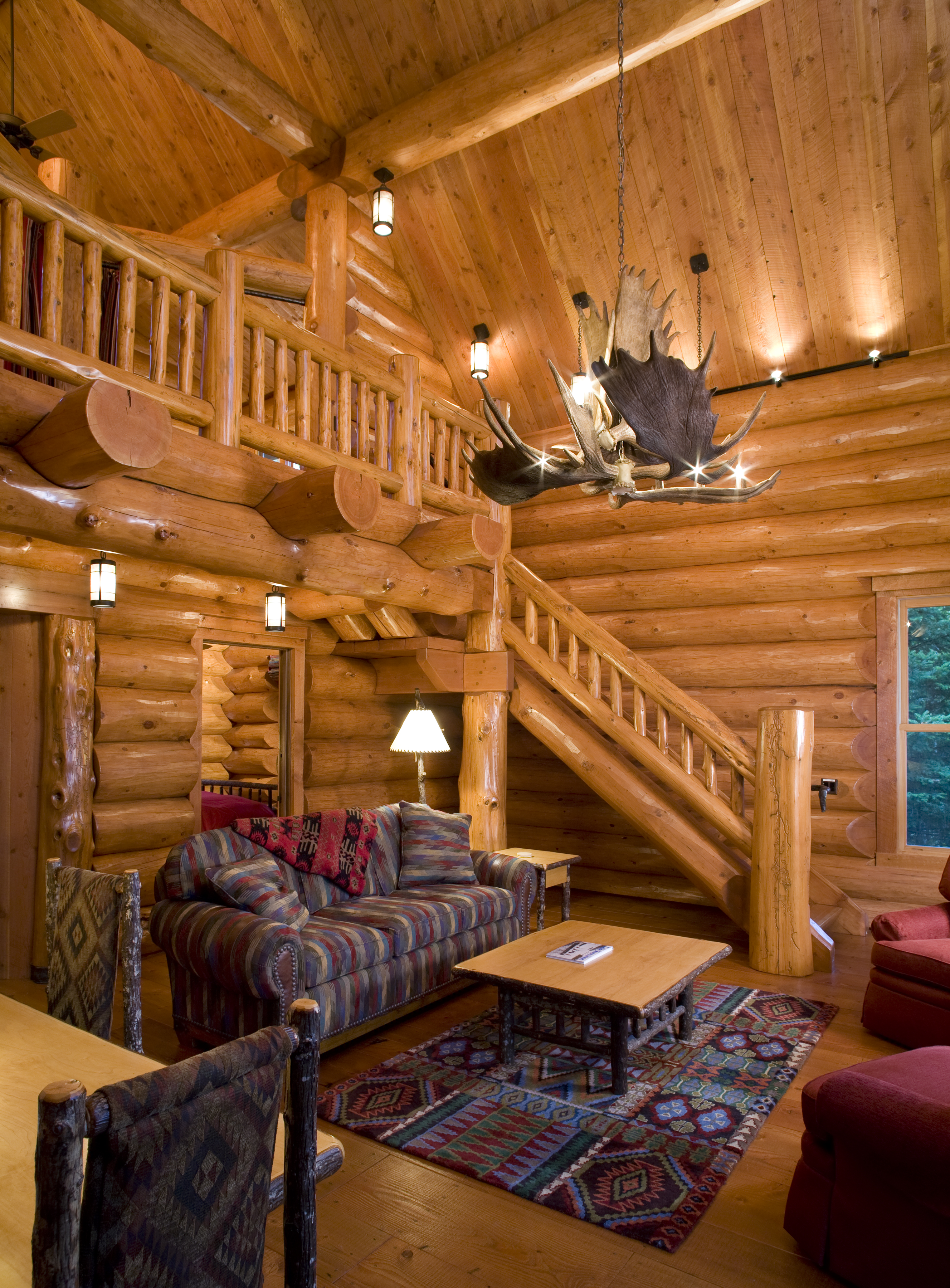 guesthouse greatroom |Wood Stair Railings