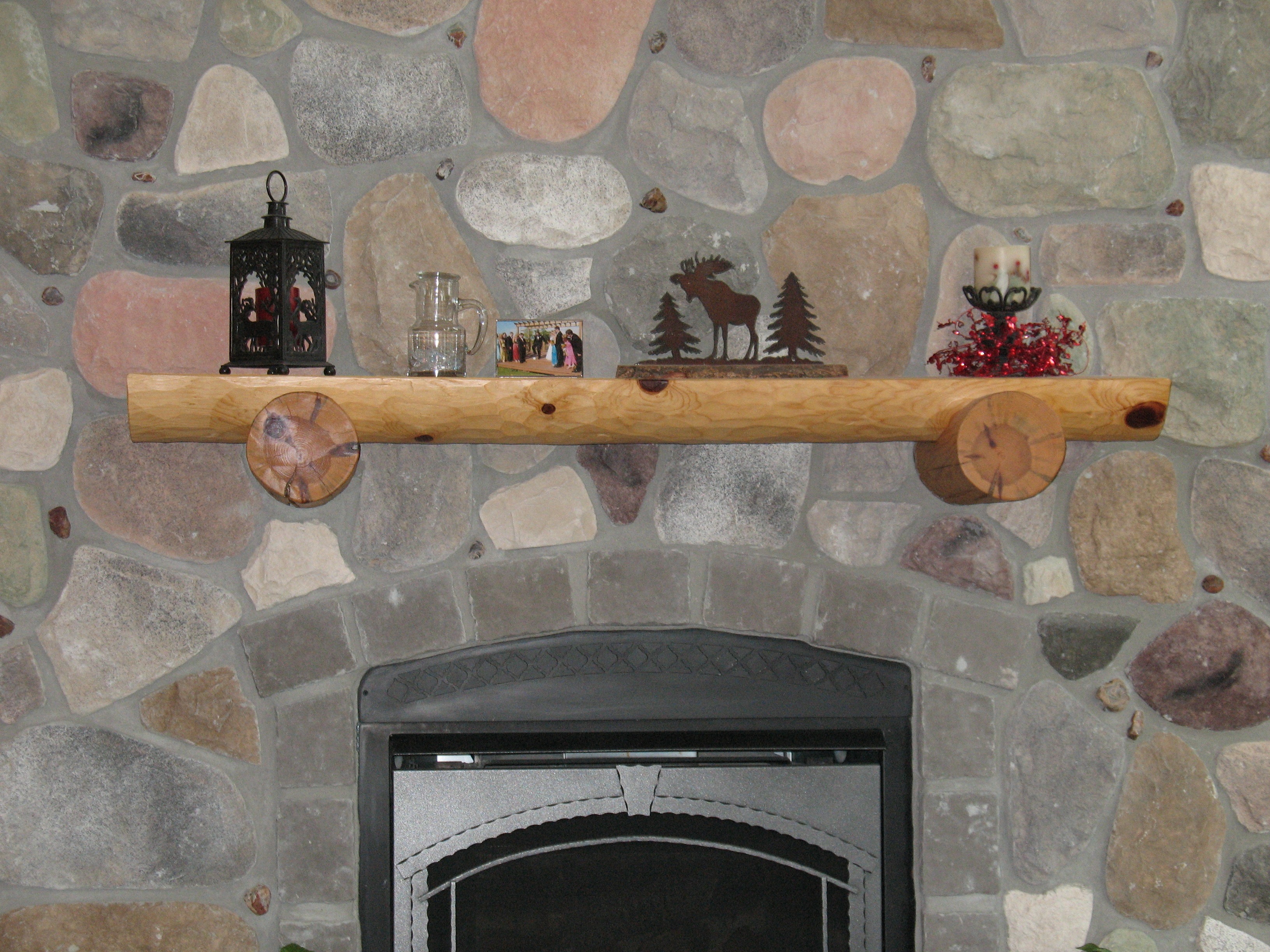 Rustic fireplace mantel