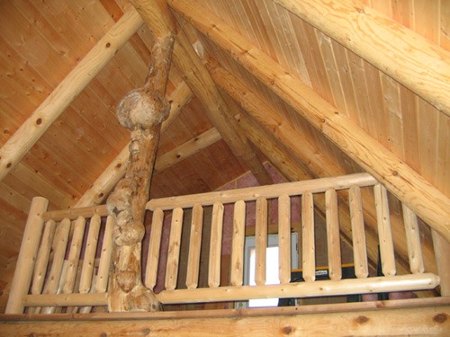 Wood cabin interior | trusses