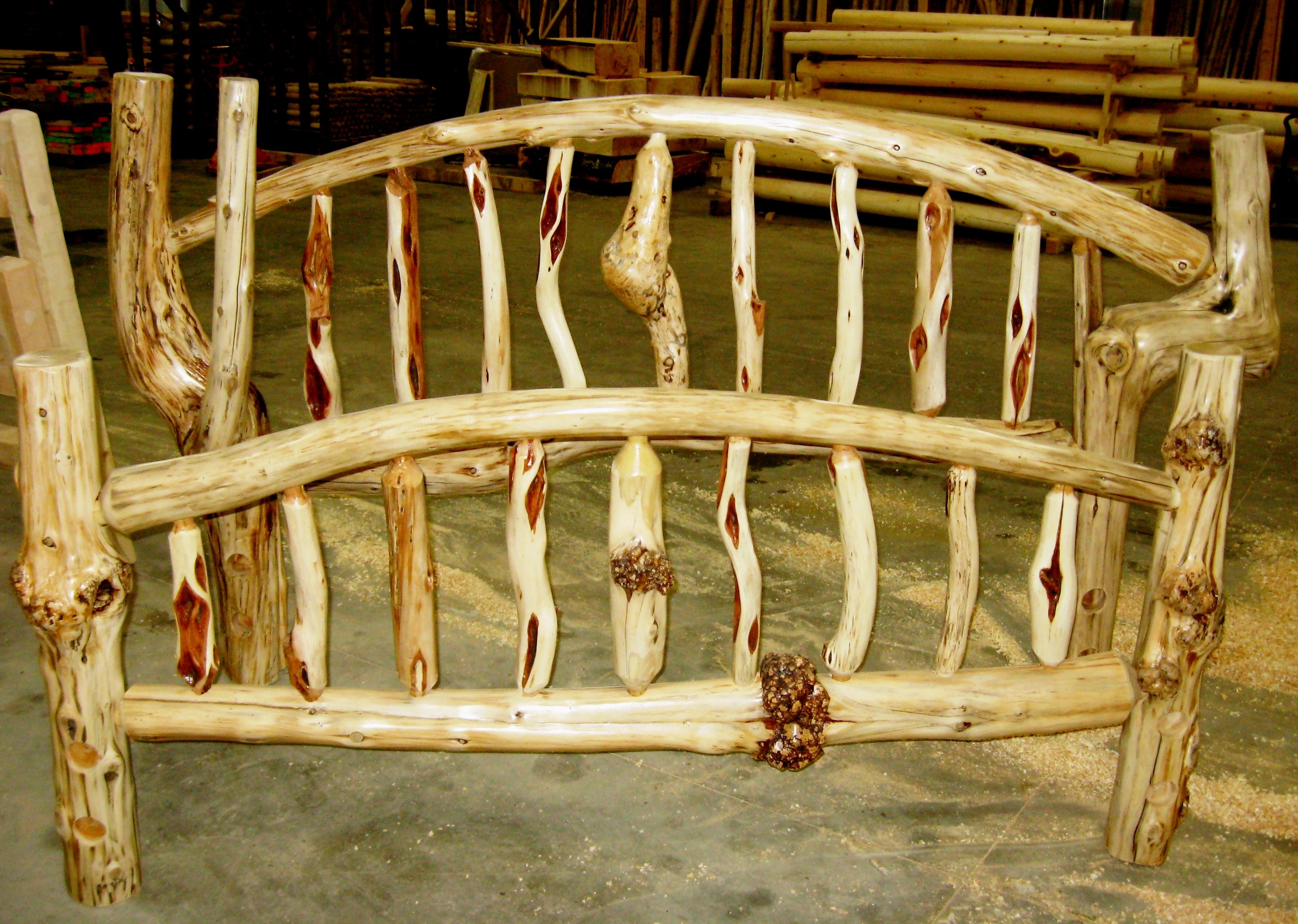Wood log bed fram made from cedar and diamond willow