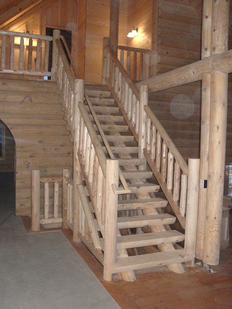 straight wooden staircase in progress | Wood Stair Railings