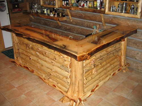 Menne-Gun Bar with Natural Cedar Siding & Diamond Willow Rail