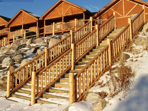 Outdoor log staircases