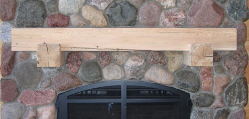 wooden fireplace mantel