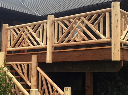 Patio railing made from wood