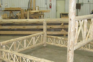 Custom log furniture bed frame