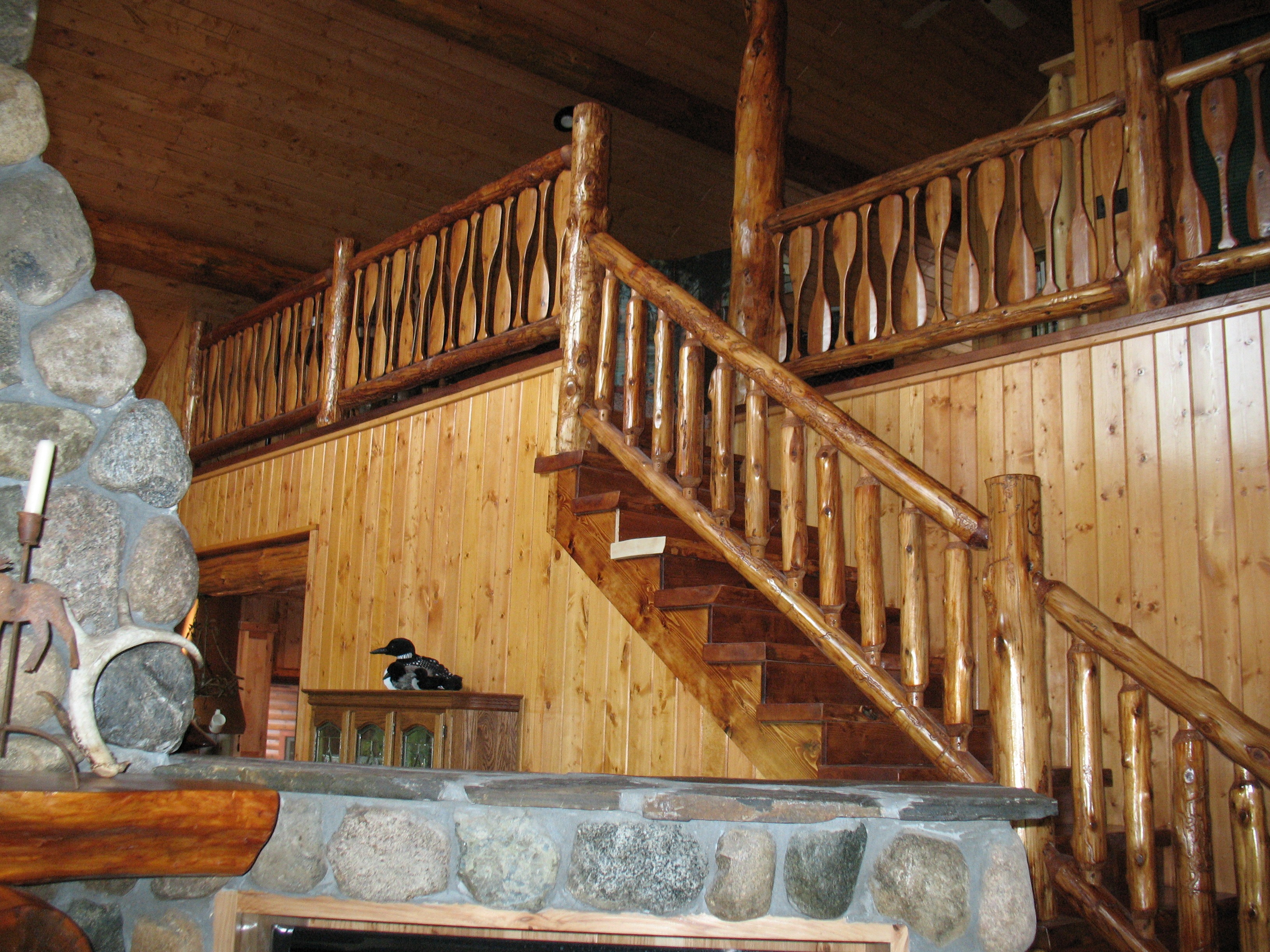 wooden canoe paddle balcony railing | Wood Stair Railings