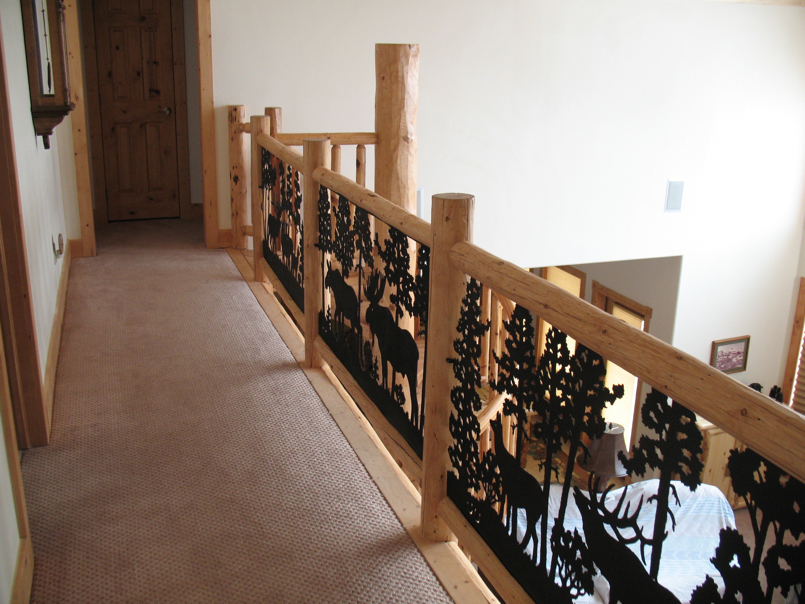 custom wood and metal natural balcony railing | Wood Stair Railings