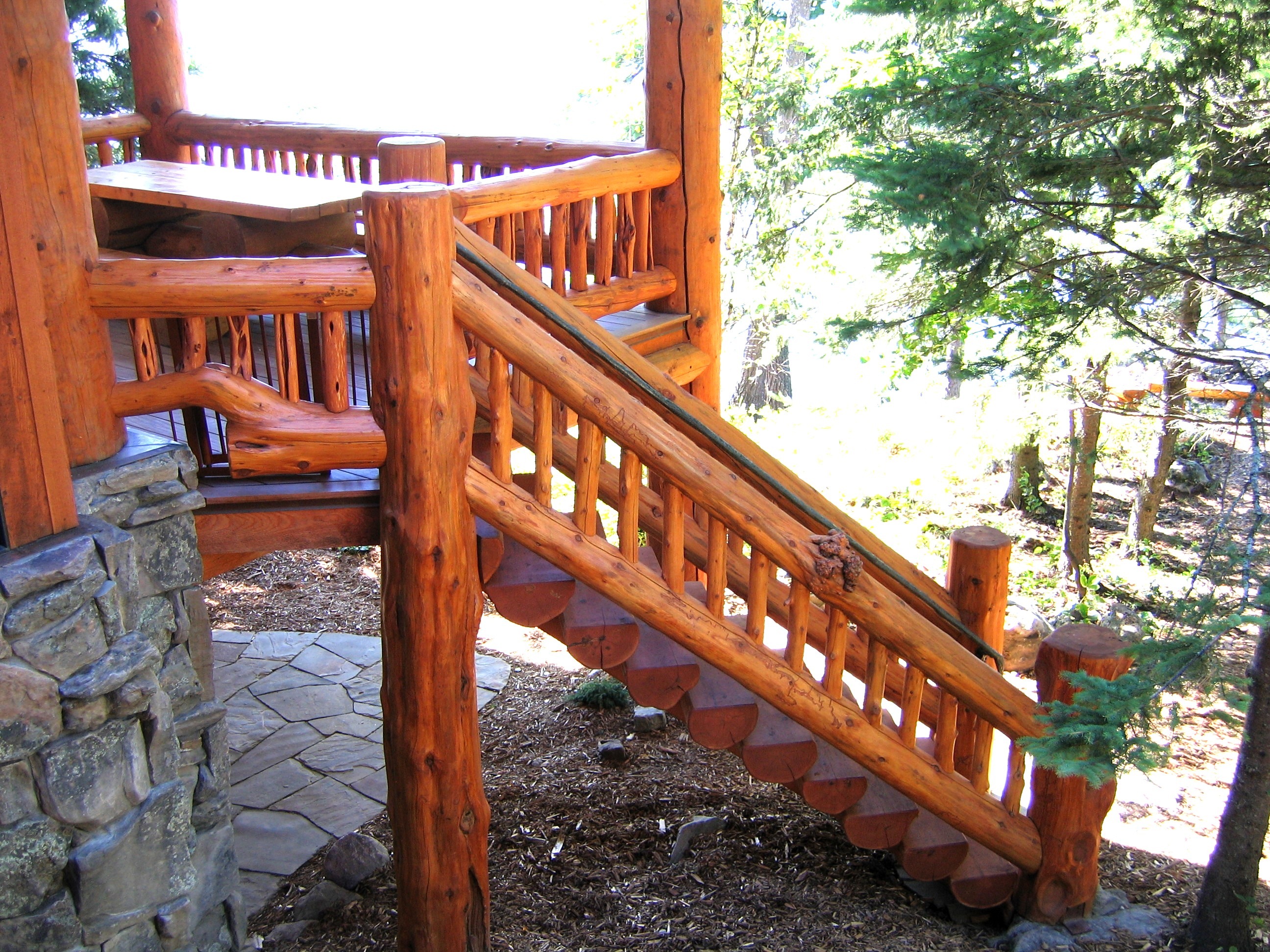 wooden porch and staircase | Outdoor stair railings