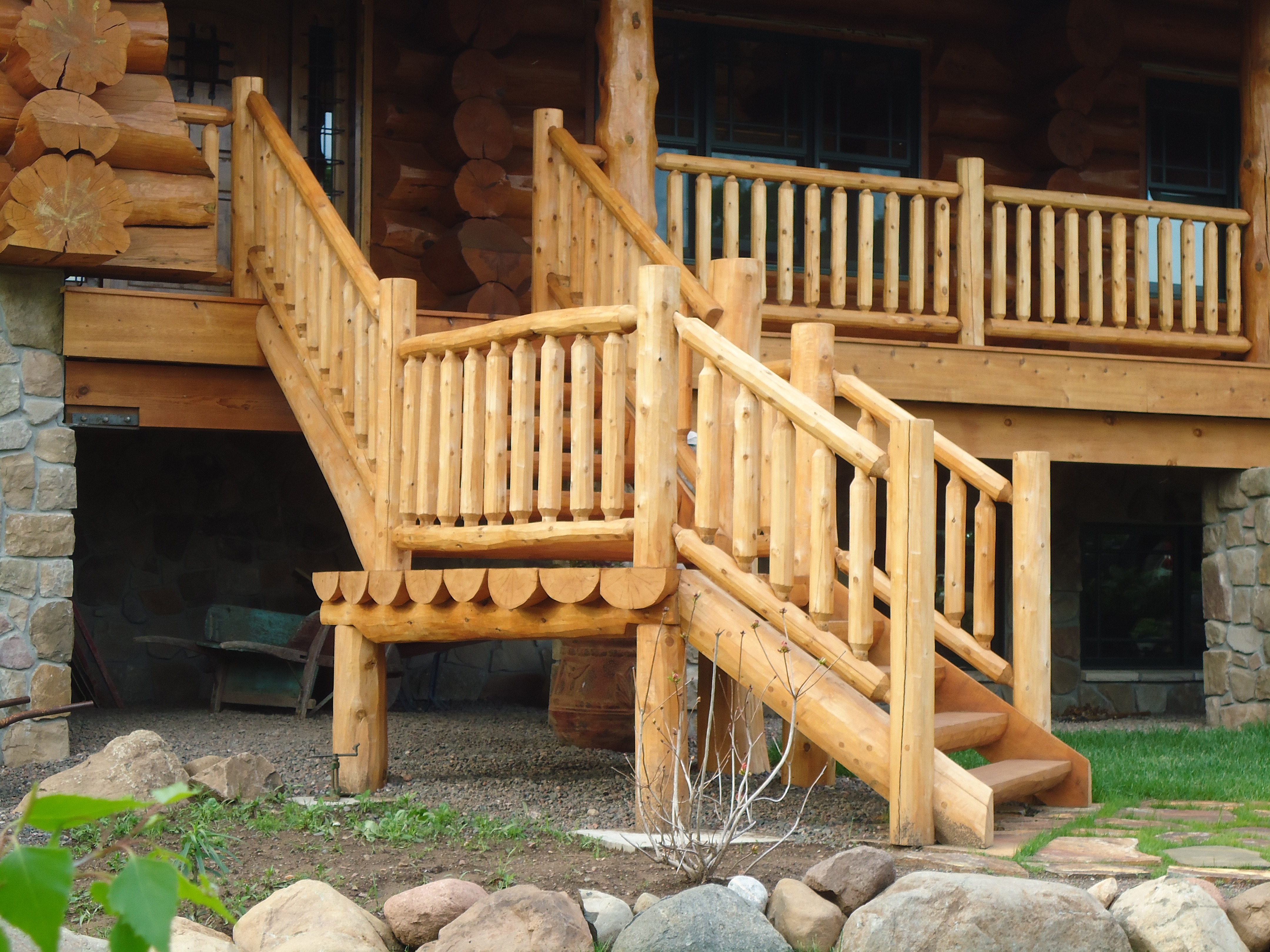 front porch wooden staircase | Wood Stair Railings