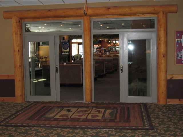 wooden doorway arch for a business