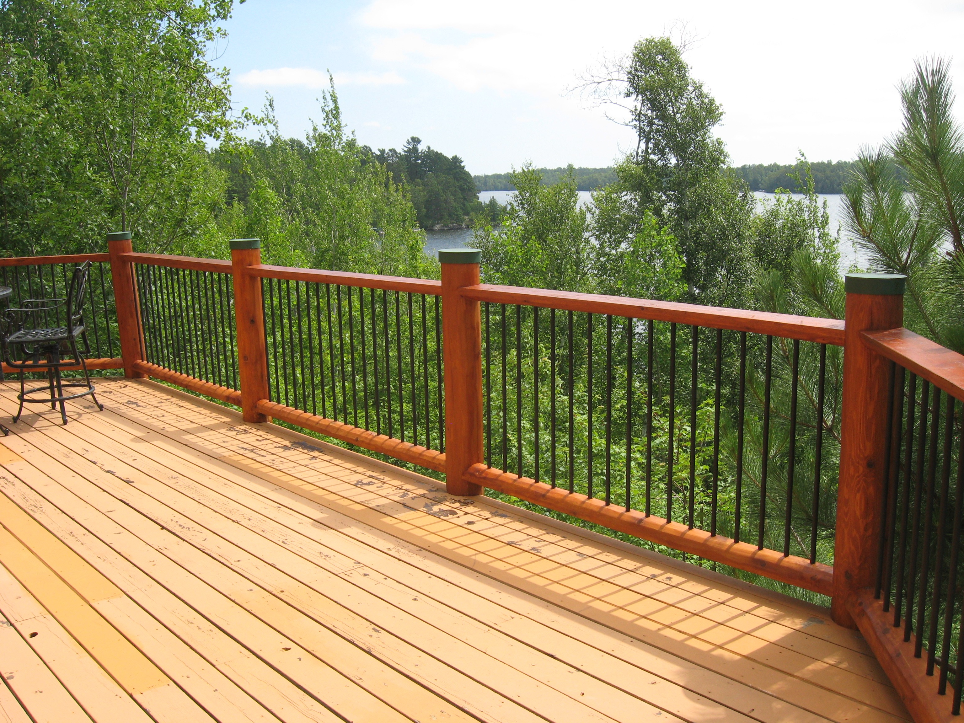 Log & Rod Iron Railings - Ryan's Rustic Railings | Stair railing | Outdoor Stair Railings